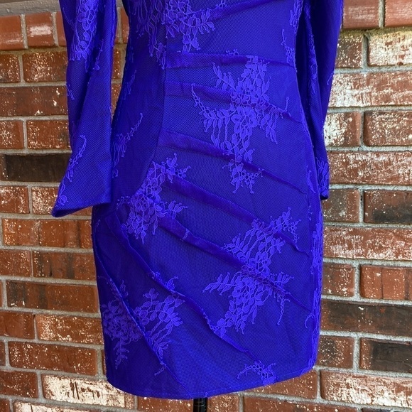 X by NBD Blue Embroidered Lace Overlay Body Con Dress Size XS - Picture 4 of 10